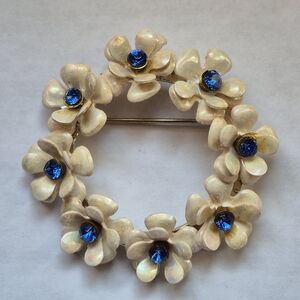 Vintage Enamel Flower Wreath Brooch